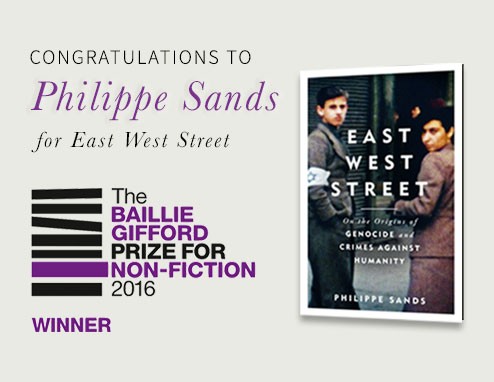Congratulations to Philippe Sands for East West Street - the Bailie Gifford Prize for Non-Fiction 2016 award winner